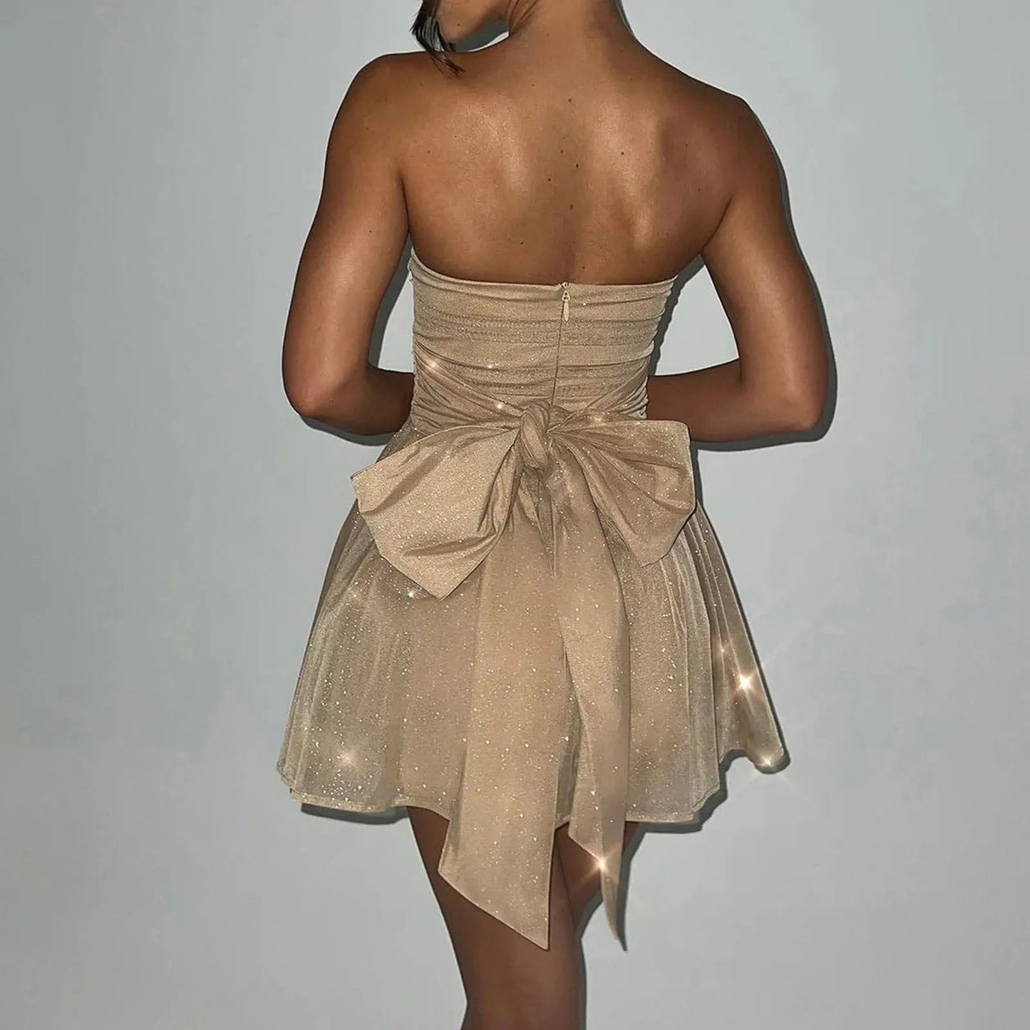Sparkly Mini Dress – Elegant Strapless A-Line Cocktail Outfit 6