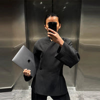 Spring Chic Women's Black Blazer – V-Neck Design for Effortless Elegance 0