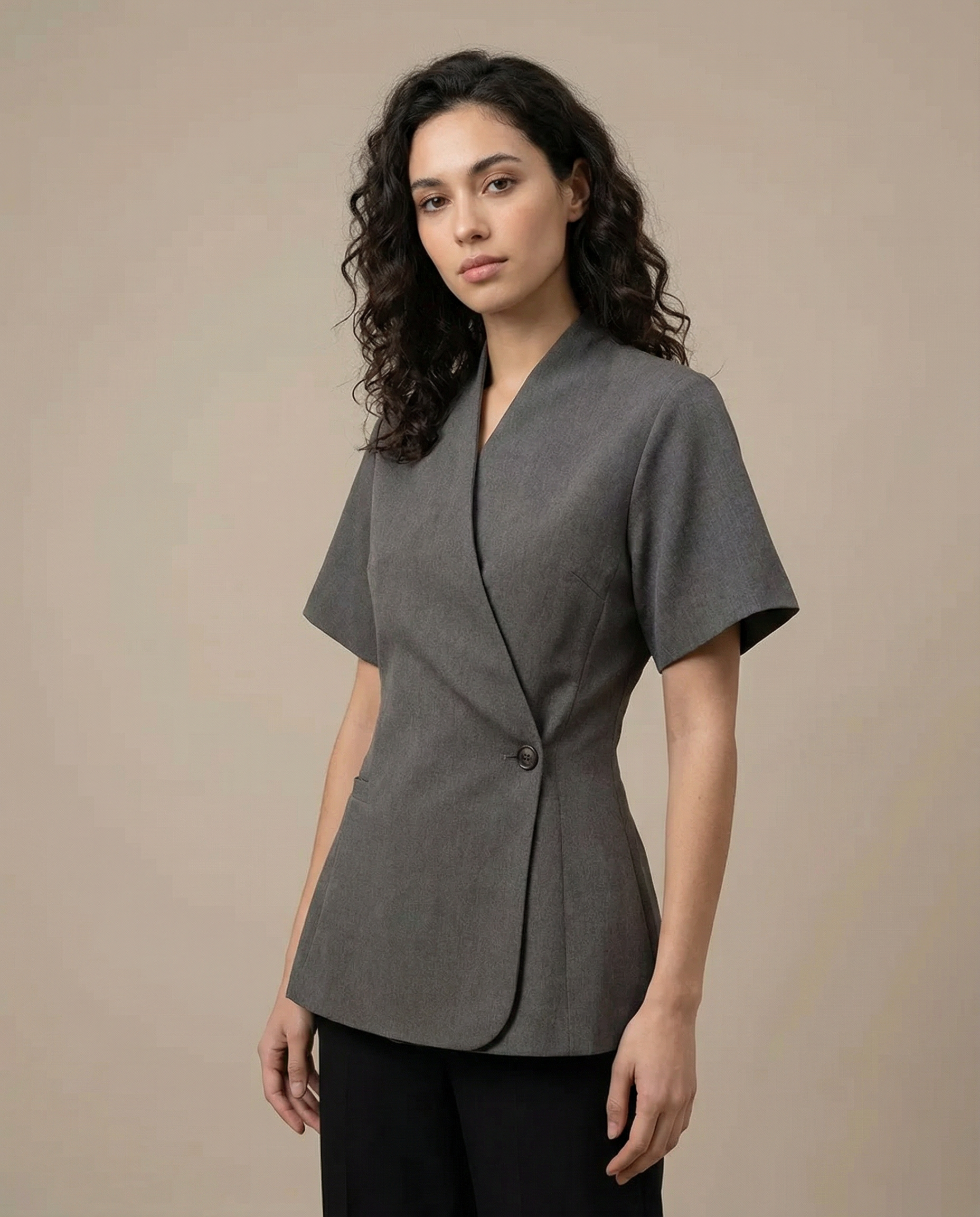 Spring Chic Women's Black Blazer – V-Neck Design for Effortless Elegance 1