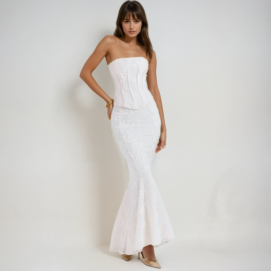 Strapless Embroidered Maxi Dress 0