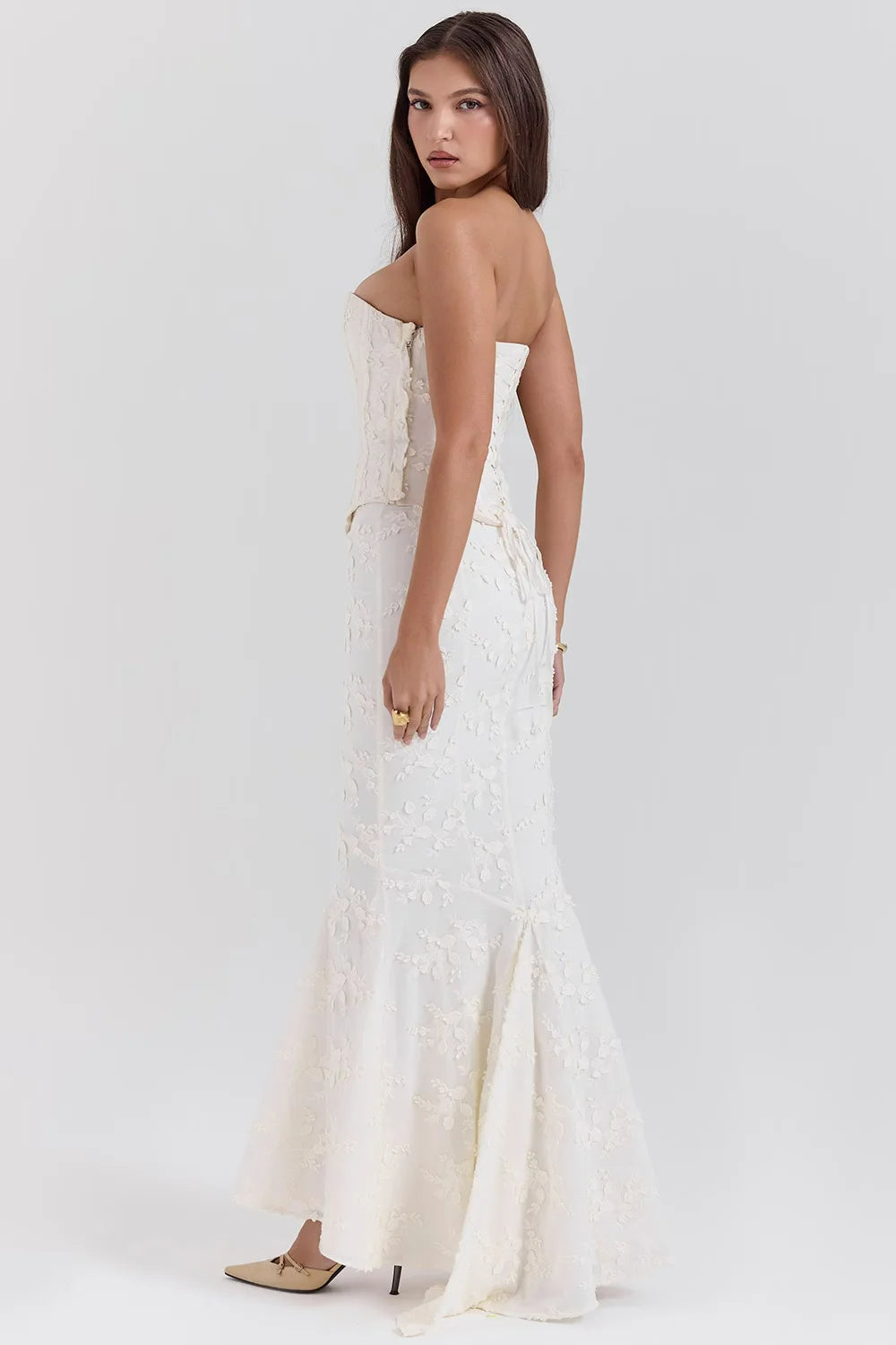 Strapless Embroidered Maxi Dress 3