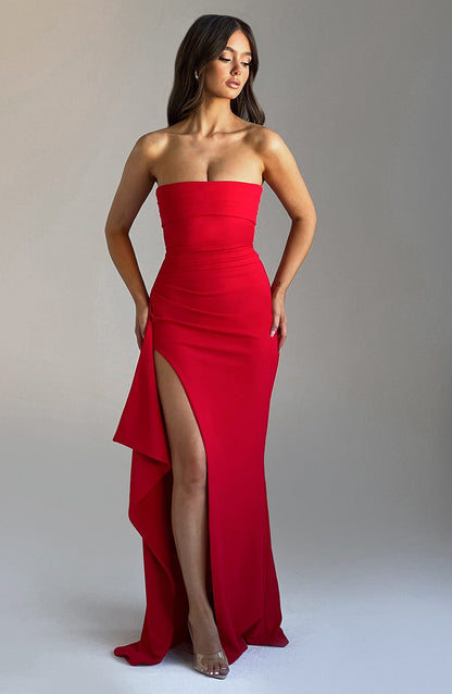 Strapless Evening Dress with Thigh-High Slit 6