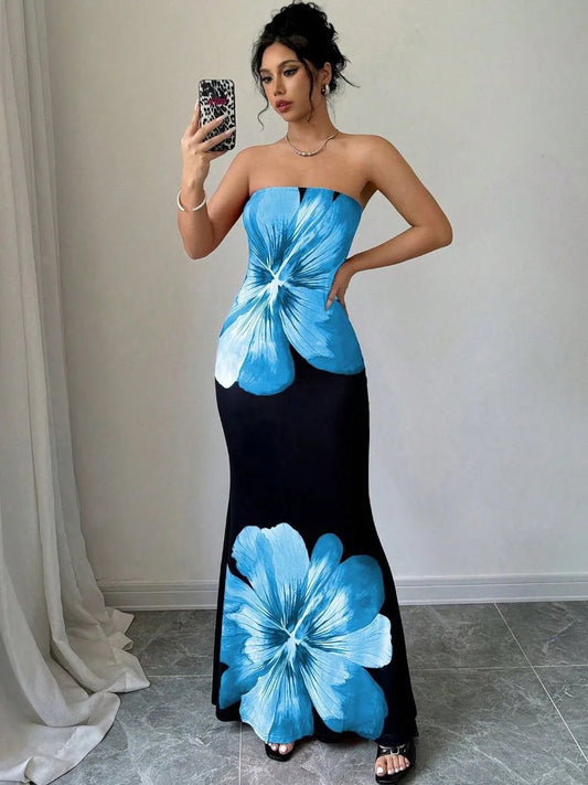 Strapless Floral Maxi Dress – Elegant Statement Evening Dress for Women 1