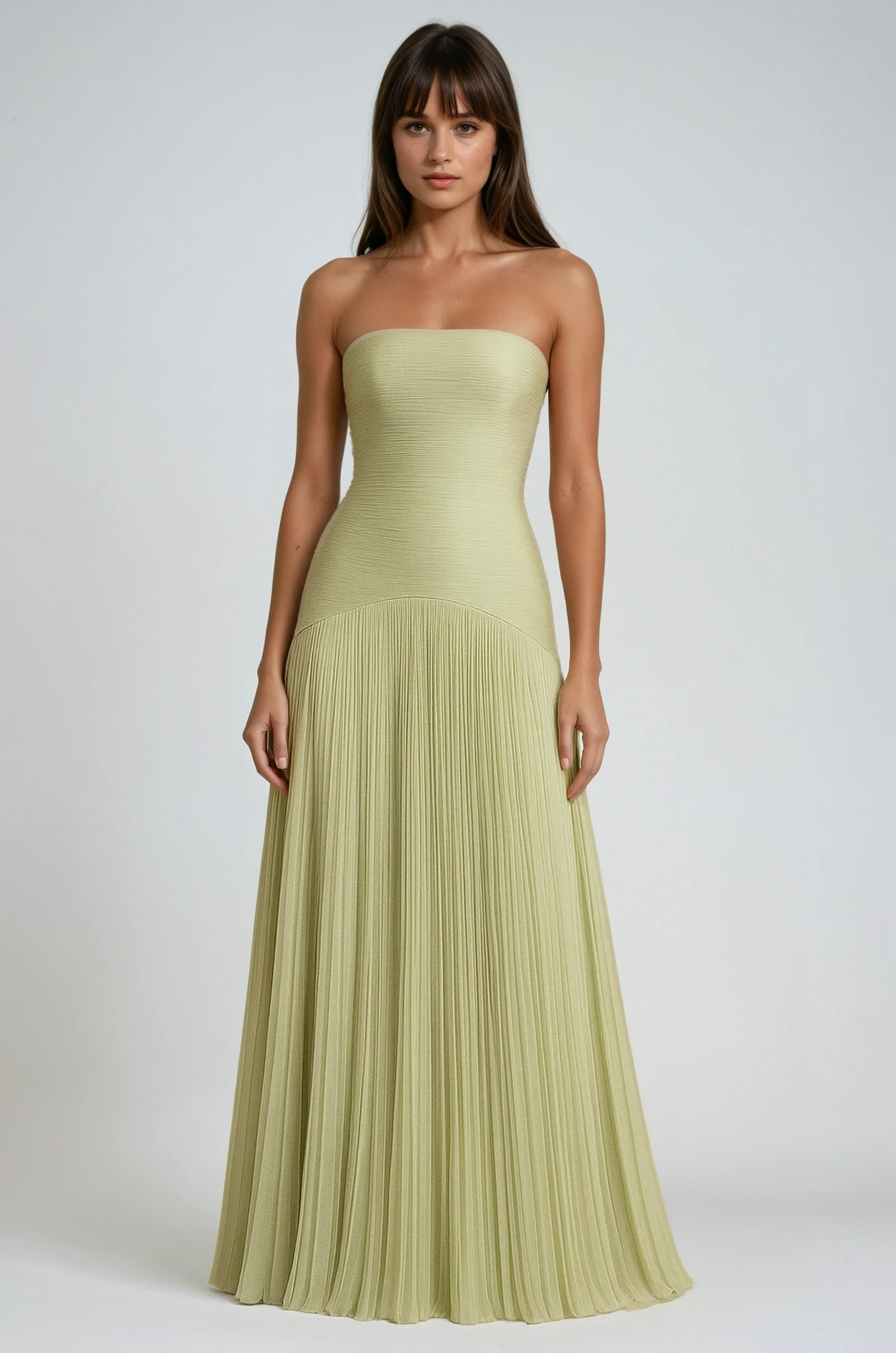 Strapless Pleated Maxi Dress 1
