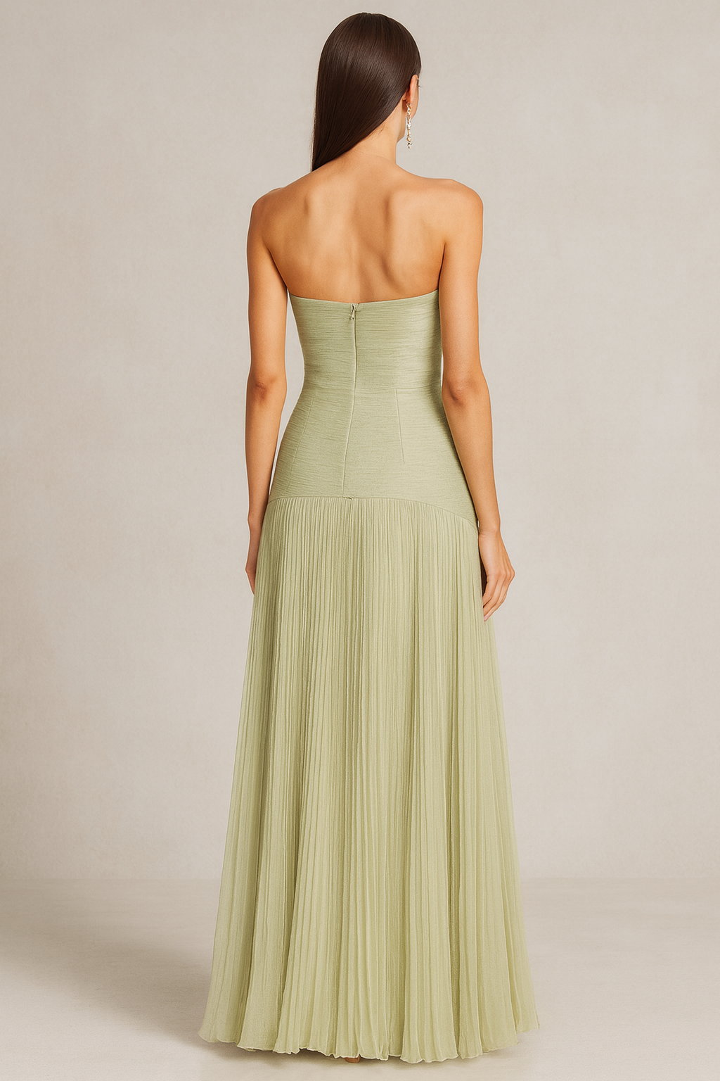 Strapless Pleated Maxi Dress 2