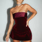 Strapless Wine Red Mini Dress 0