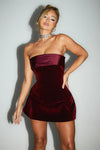 Strapless Wine Red Mini Dress 0