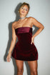 Strapless Wine Red Mini Dress 0