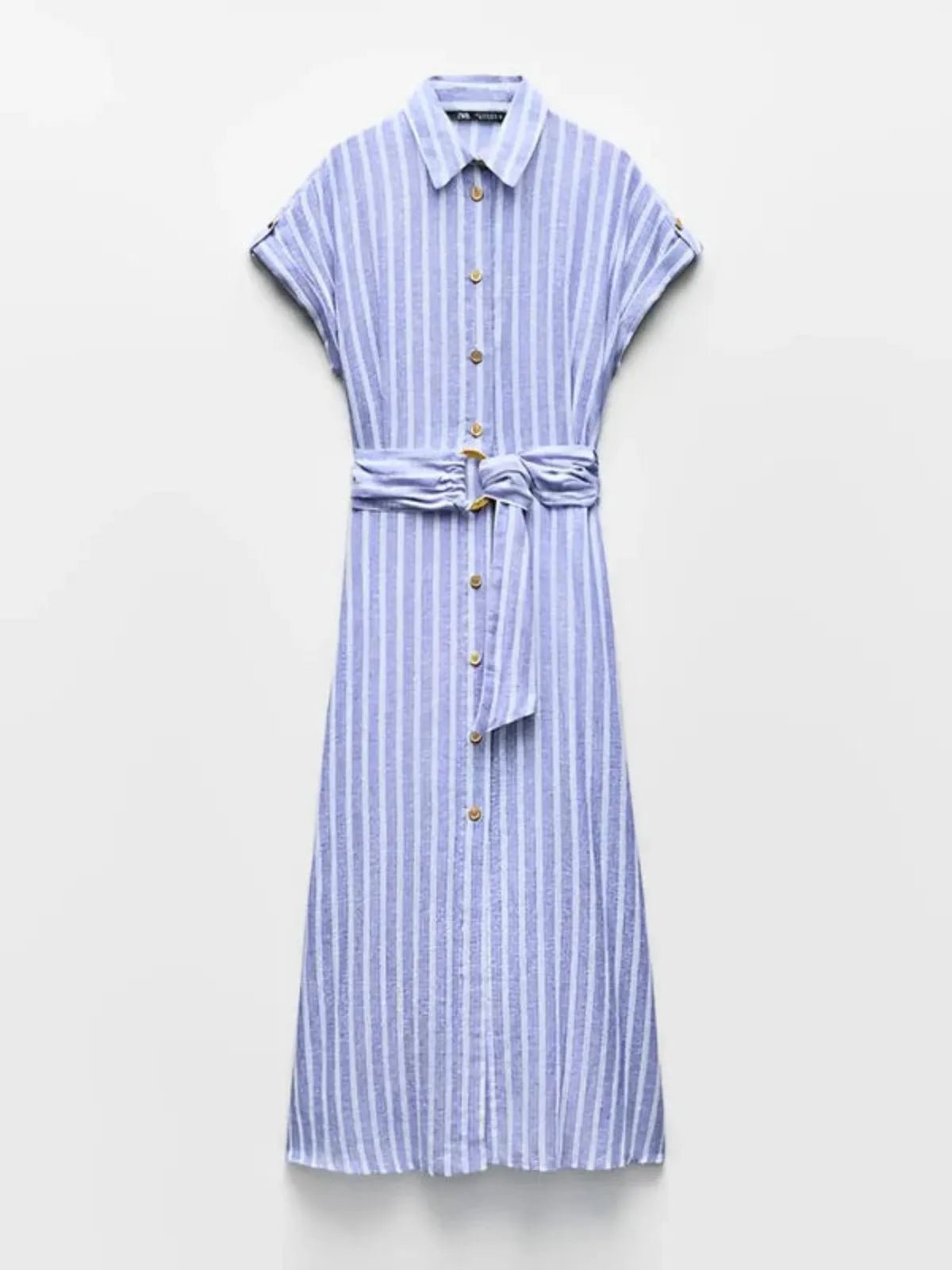 Striped Linen-Blend Maxi Dress with Belt 5