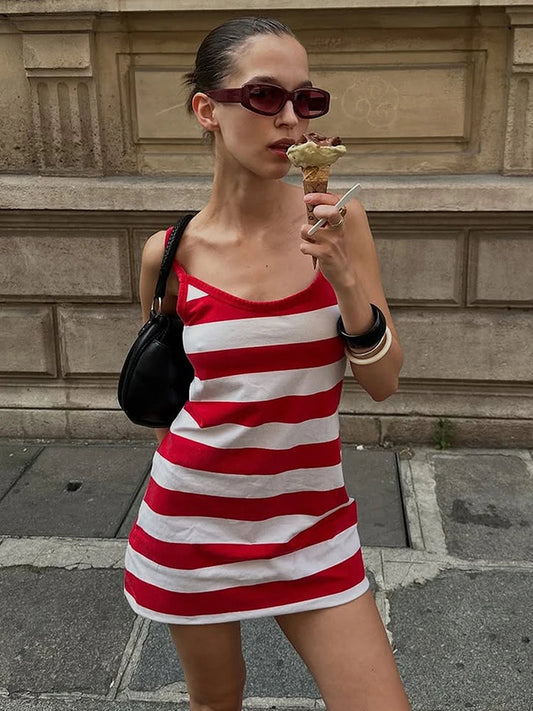 Striped Mini Dress – Casual Summer City Dress for Women 0