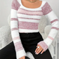 Striped Ribbed Knit Slim Fit Sweater 1