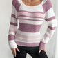 Striped Ribbed Knit Slim Fit Sweater 2
