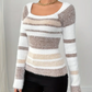 Striped Ribbed Knit Slim Fit Sweater 7