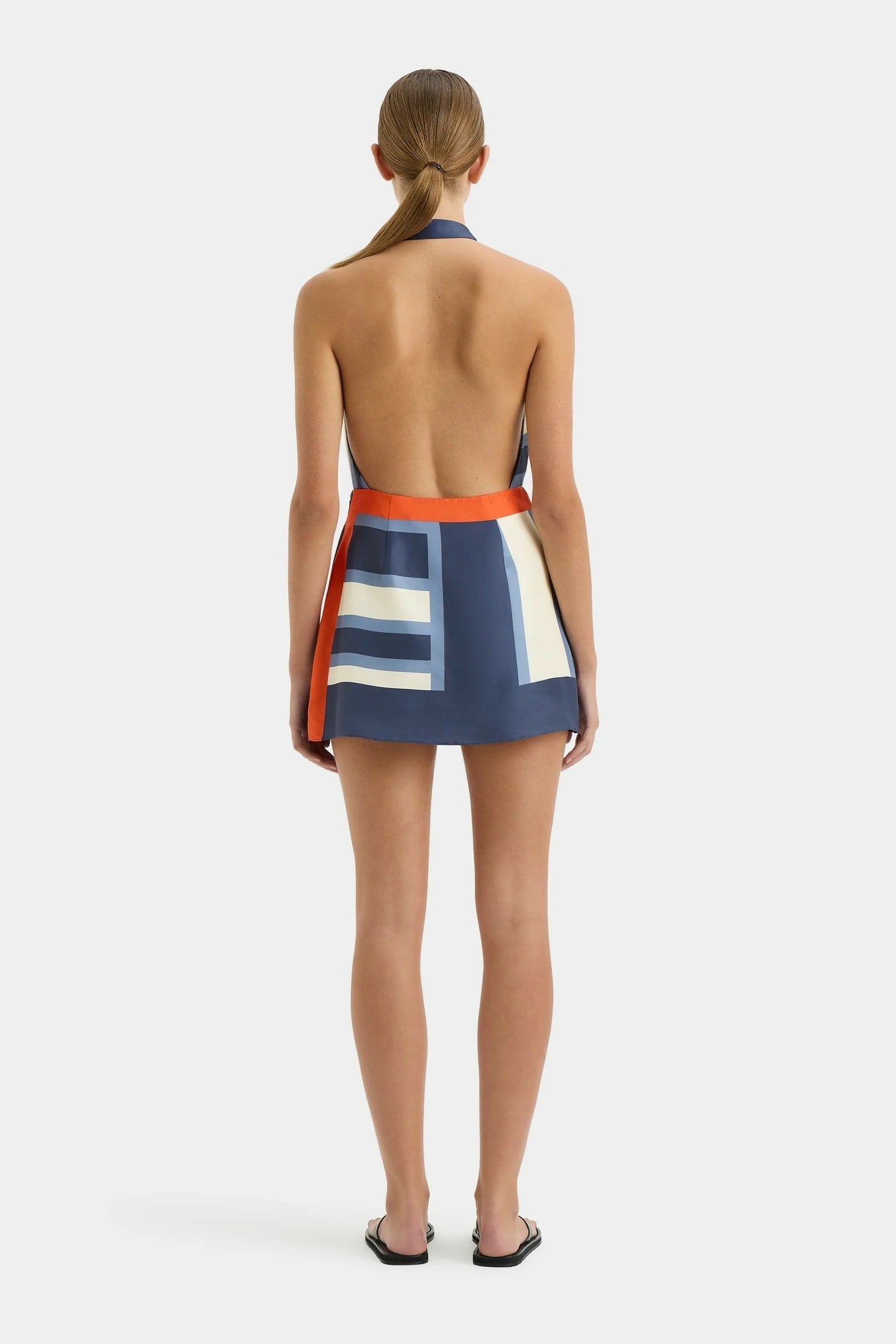 Striped Silk Wrap Halterneck Mini Dress 2