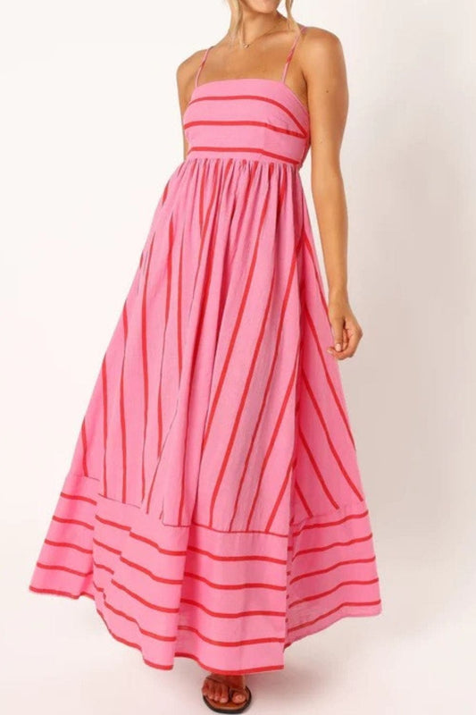 Striped Strappy Maxi Dress 0