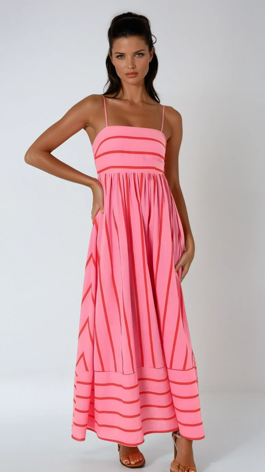 Striped Strappy Maxi Dress 1