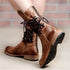 Studded Lace-Up Mid-Calf Boots with Low Heel for Women 0