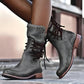 Studded Lace-Up Mid-Calf Boots with Low Heel for Women 4