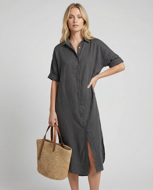 Summer Breeze Women's Shirt Dress – Relaxed Cotton-Linen Style for Casual Outings 2