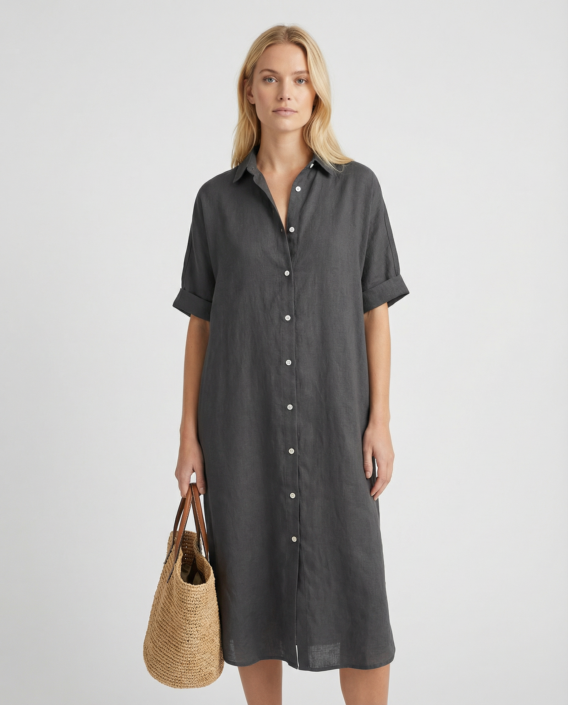 Summer Breeze Women's Shirt Dress – Relaxed Cotton-Linen Style for Casual Outings 3