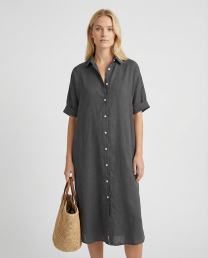 Summer Breeze Women's Shirt Dress – Relaxed Cotton-Linen Style for Casual Outings 3