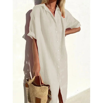 Summer Breeze Women's Shirt Dress – Relaxed Cotton-Linen Style for Casual Outings 5