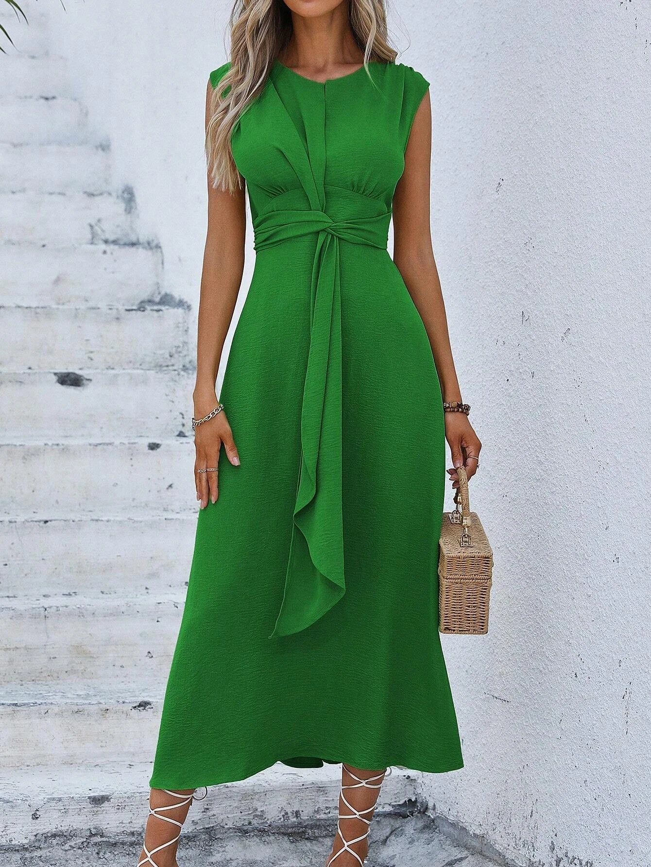 Summer Elegance White Dress – Sleeveless Belted Design for Versatile Summer Styling 10