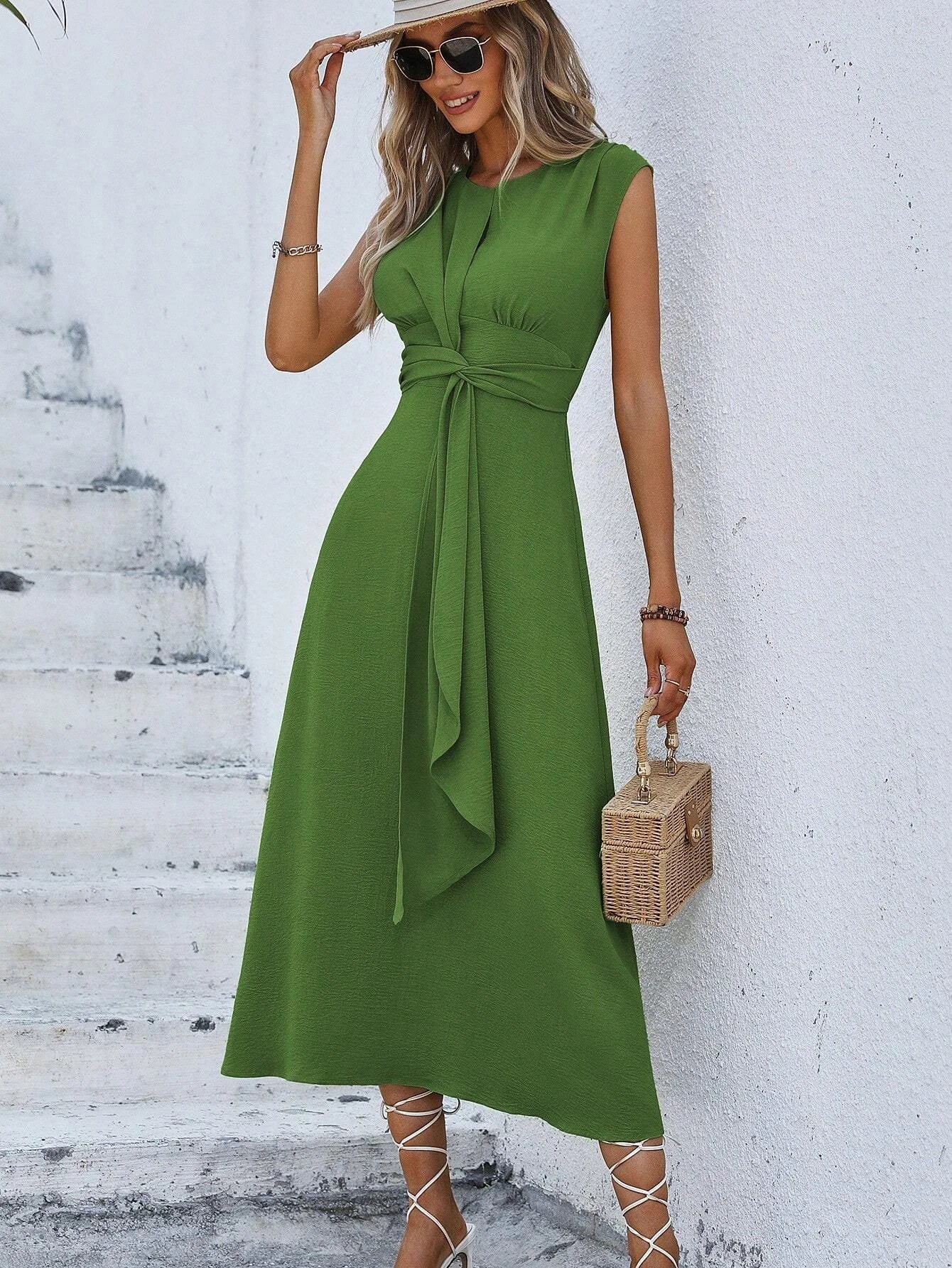 Summer Elegance White Dress – Sleeveless Belted Design for Versatile Summer Styling 13