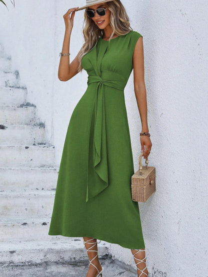 Summer Elegance White Dress – Sleeveless Belted Design for Versatile Summer Styling 13