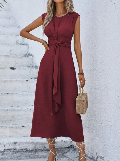 Summer Elegance White Dress – Sleeveless Belted Design for Versatile Summer Styling 3