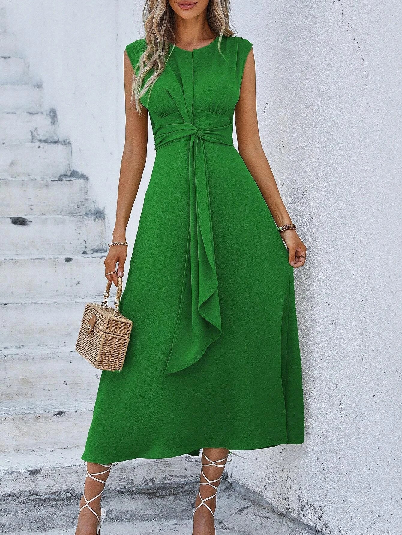 Summer Elegance White Dress – Sleeveless Belted Design for Versatile Summer Styling 4