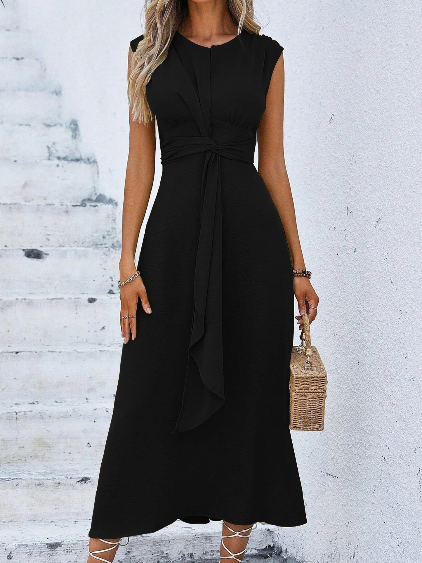 Summer Elegance White Dress – Sleeveless Belted Design for Versatile Summer Styling 7
