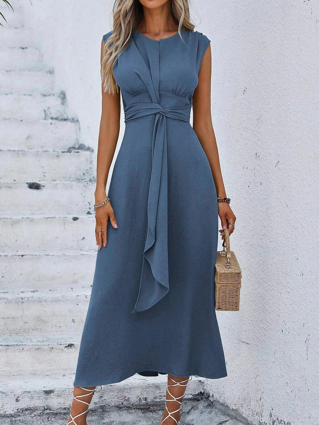 Summer Elegance White Dress – Sleeveless Belted Design for Versatile Summer Styling 9