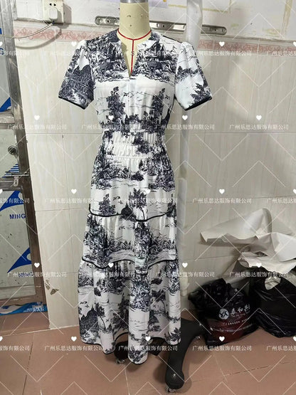Summer Print Maxi Dress – Relaxed Fit V-Neck A-Line Style for Warm-Weather Outings 5