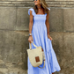 Summer Smocked Gingham Maxi Dress with Ruffle Sleeves 4