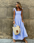 Summer Smocked Gingham Maxi Dress with Ruffle Sleeves 4