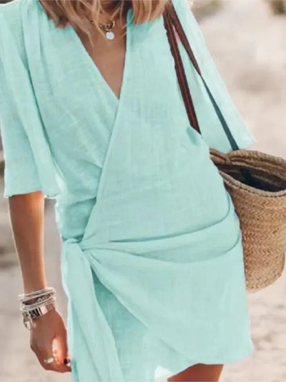 Summer V-Neck Dress – Chic Lace-Up Design for Versatile Occasions 4