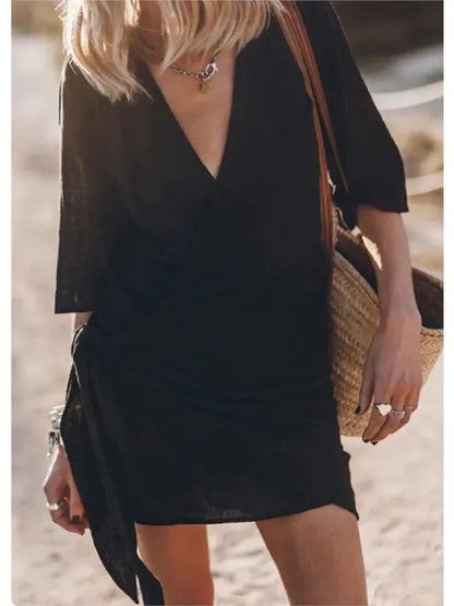 Summer V-Neck Dress – Chic Lace-Up Design for Versatile Occasions 5