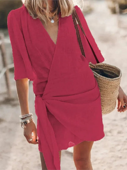 Summer V-Neck Dress – Chic Lace-Up Design for Versatile Occasions 6