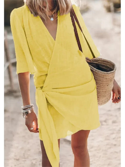 Summer V-Neck Dress – Chic Lace-Up Design for Versatile Occasions 7
