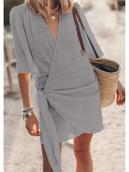 Summer V-Neck Dress – Chic Lace-Up Design for Versatile Occasions 8