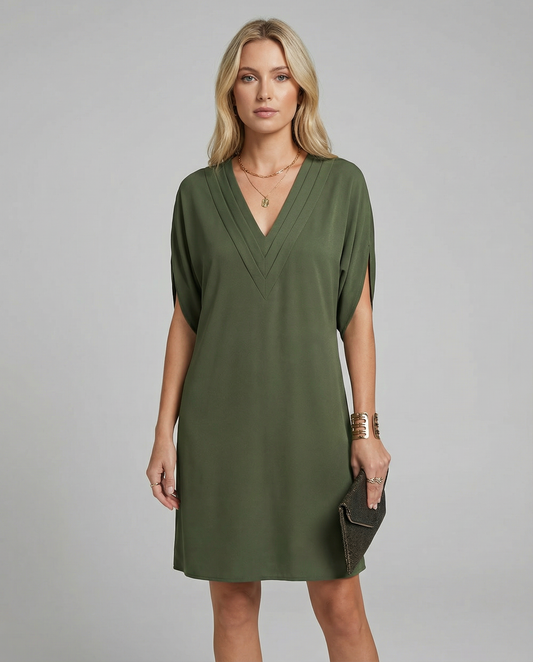 Summer V-Neck Dress – Elegant Multi-Layered Casual Outfit 1