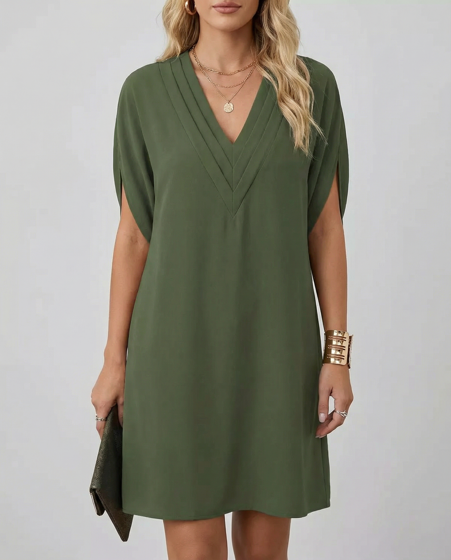 Summer V-Neck Dress – Elegant Multi-Layered Casual Outfit 2