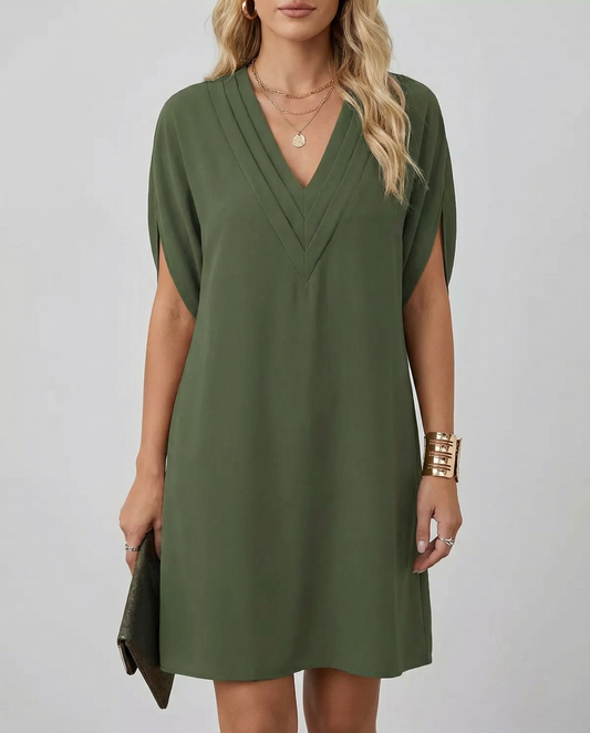 Summer V-Neck Dress – Elegant Multi-Layered Casual Outfit 2