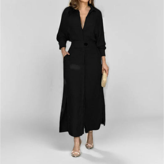 Summer V-Neck Maxi Dress – Lightweight Chic with Practical Pockets 0