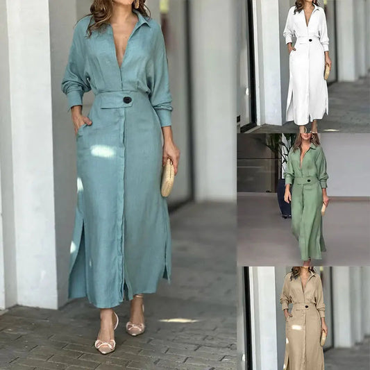 Summer V-Neck Maxi Dress – Lightweight Chic with Practical Pockets 1