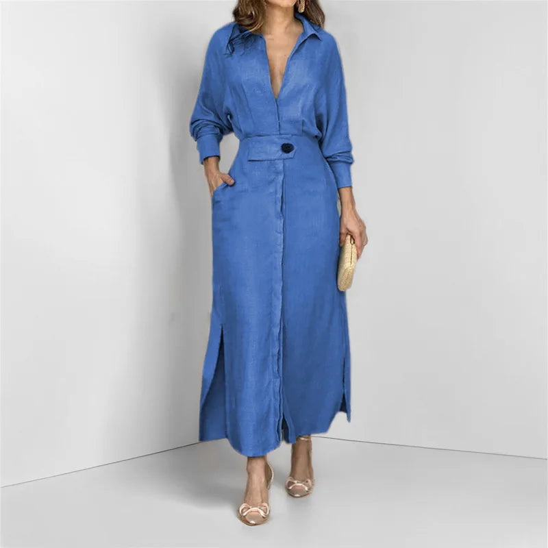 Summer V-Neck Maxi Dress – Lightweight Chic with Practical Pockets 10