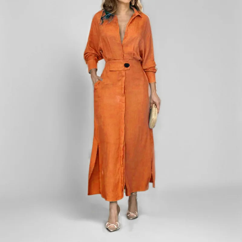Summer V-Neck Maxi Dress – Lightweight Chic with Practical Pockets 12