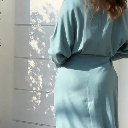 Summer V-Neck Maxi Dress – Lightweight Chic with Practical Pockets 6