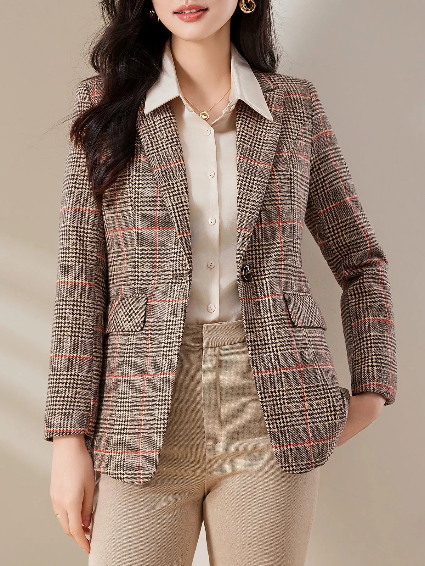 Tartan Blazer – Stylish Slim-Fit Design for Professional Wear 1